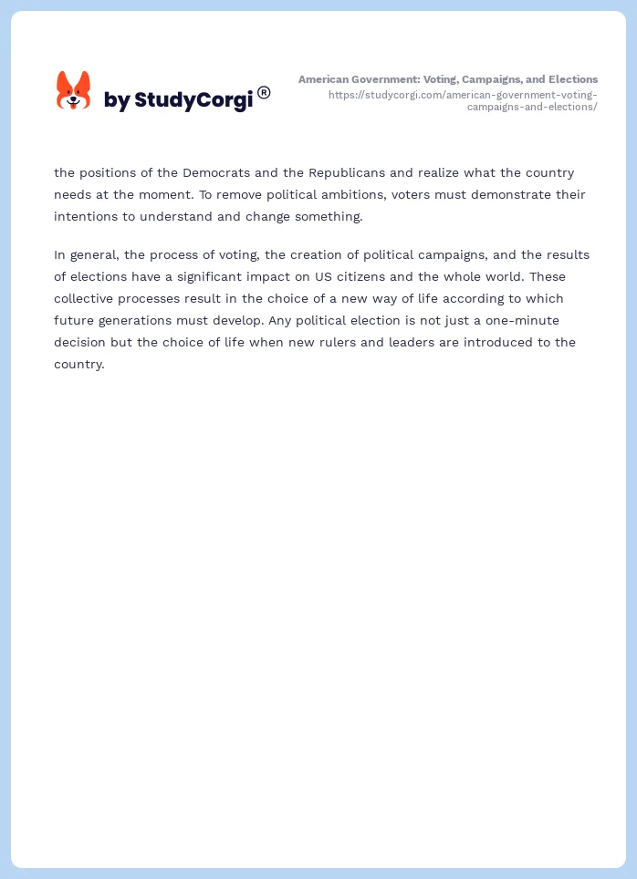 American Government: Voting, Campaigns, and Elections. Page 2
