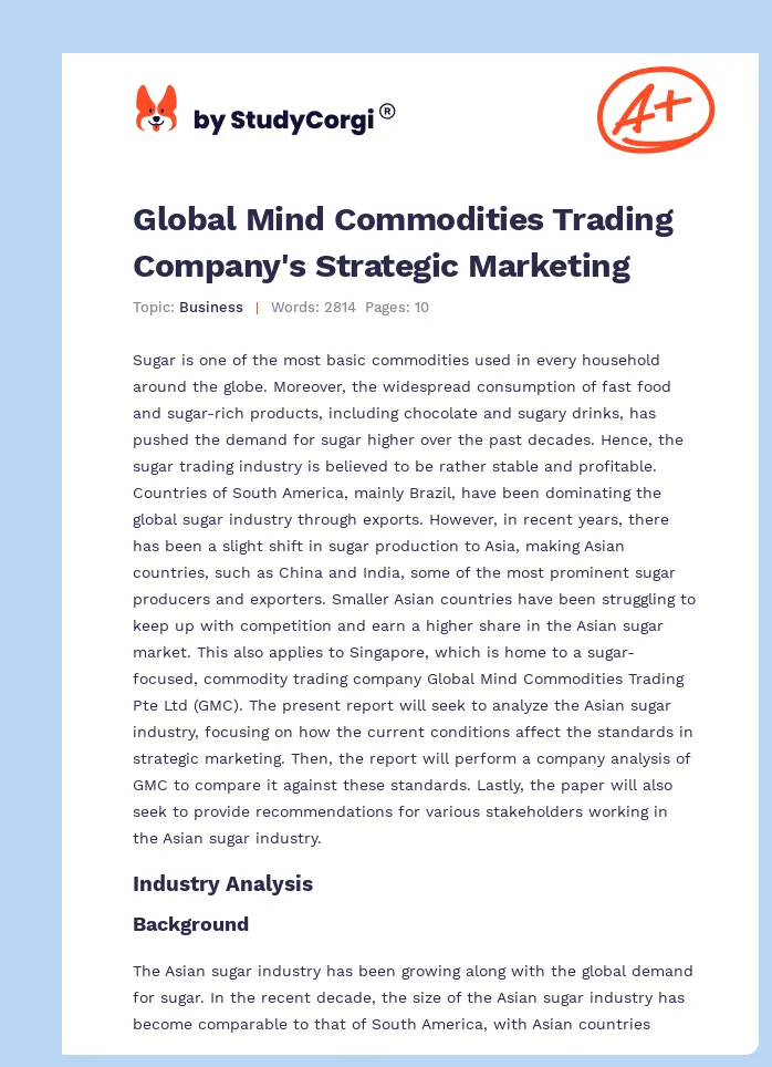 Global Mind Commodities Trading Company's Strategic Marketing. Page 1