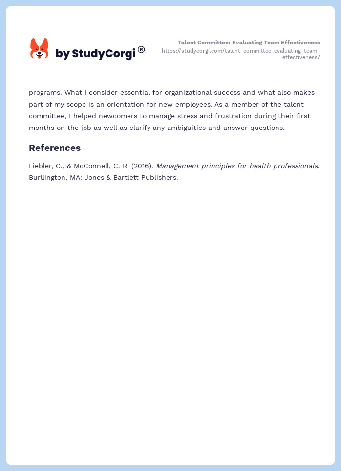 Talent Committee: Evaluating Team Effectiveness. Page 2