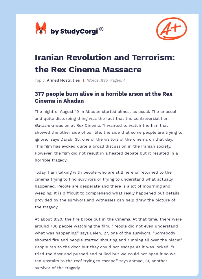 Iranian Revolution and Terrorism: the Rex Cinema Massacre. Page 1