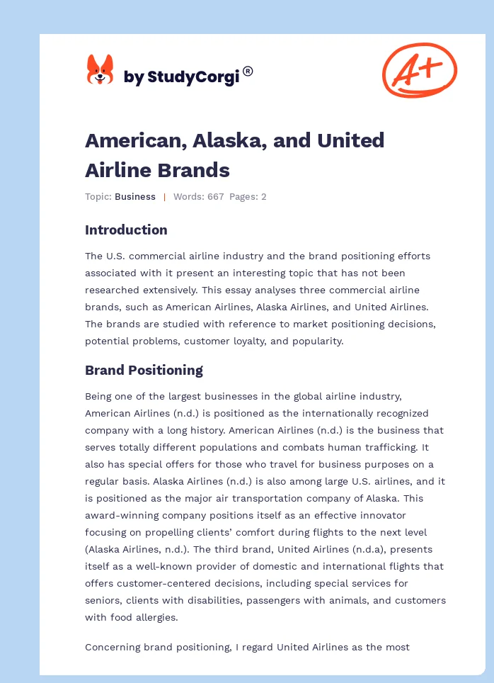 American, Alaska, and United Airline Brands. Page 1