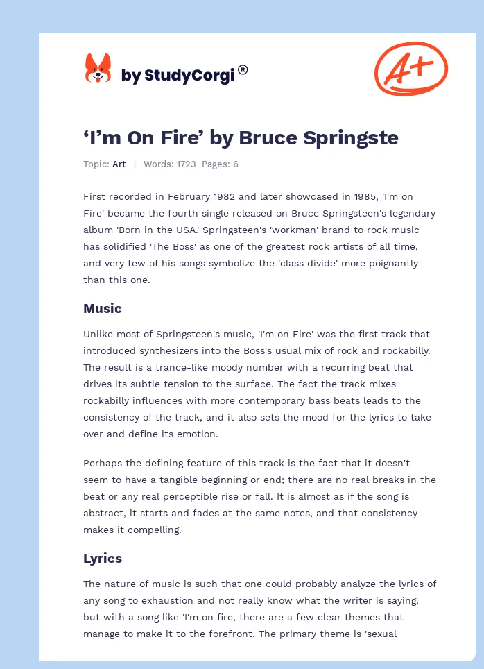 ‘I’m On Fire’ by Bruce Springste. Page 1