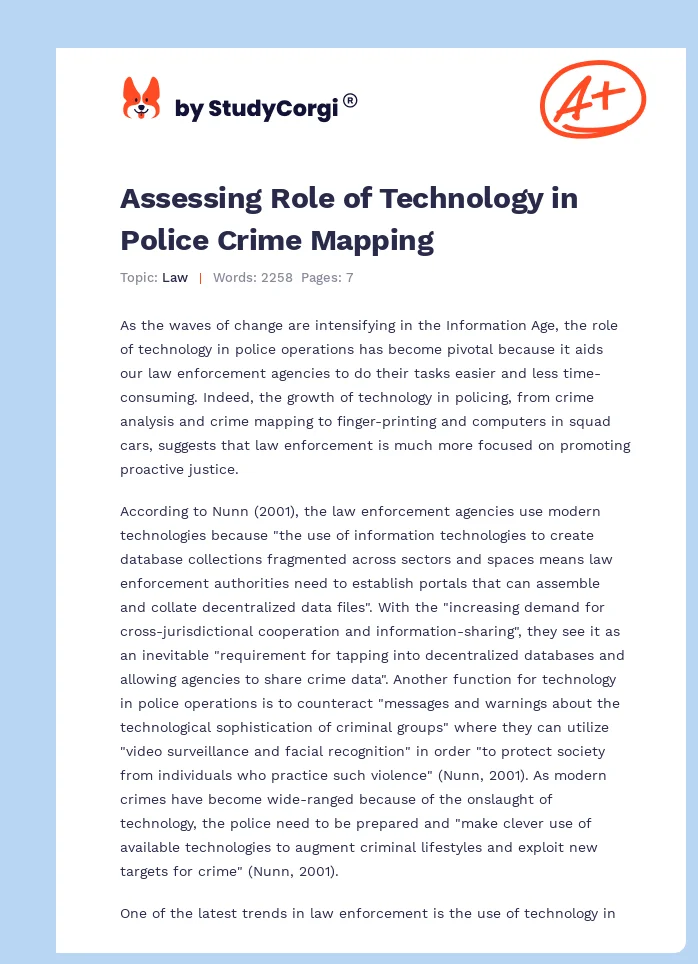 Assessing Role of Technology in Police Crime Mapping. Page 1