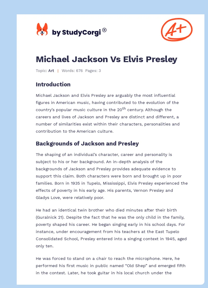 Michael Jackson Vs Elvis Presley. Page 1