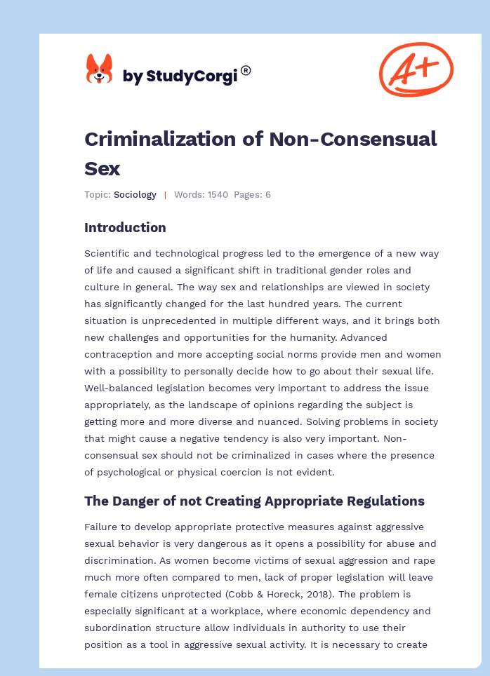 Criminalization of Non-Consensual Sex. Page 1