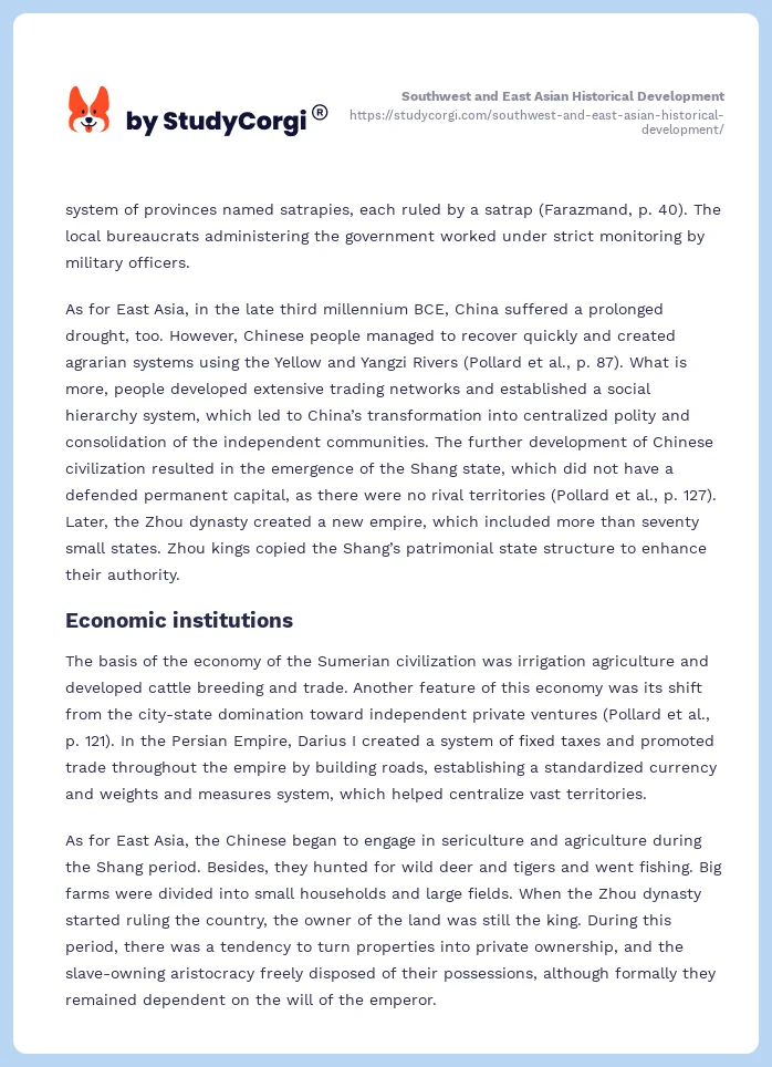Southwest and East Asian Historical Development. Page 2