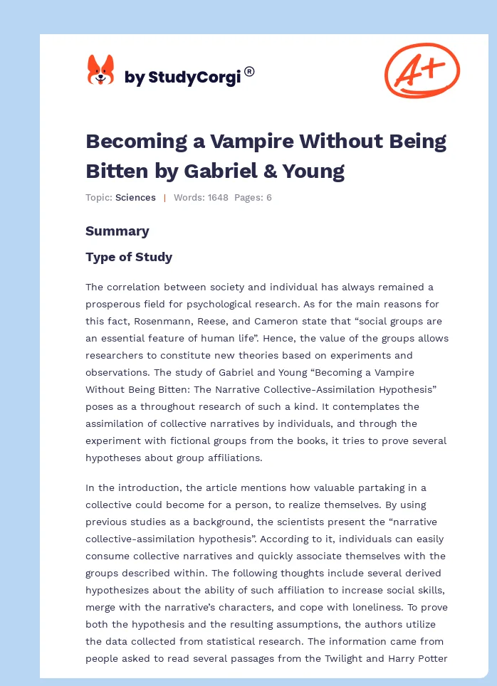 Becoming a Vampire Without Being Bitten by Gabriel & Young. Page 1