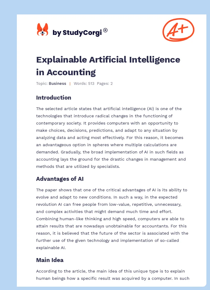 Explainable Artificial Intelligence in Accounting. Page 1