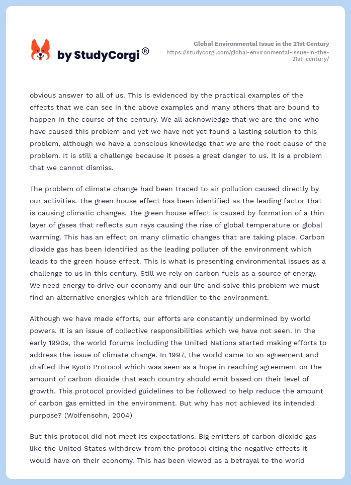 Global Environmental Issue in the 21st Century. Page 2