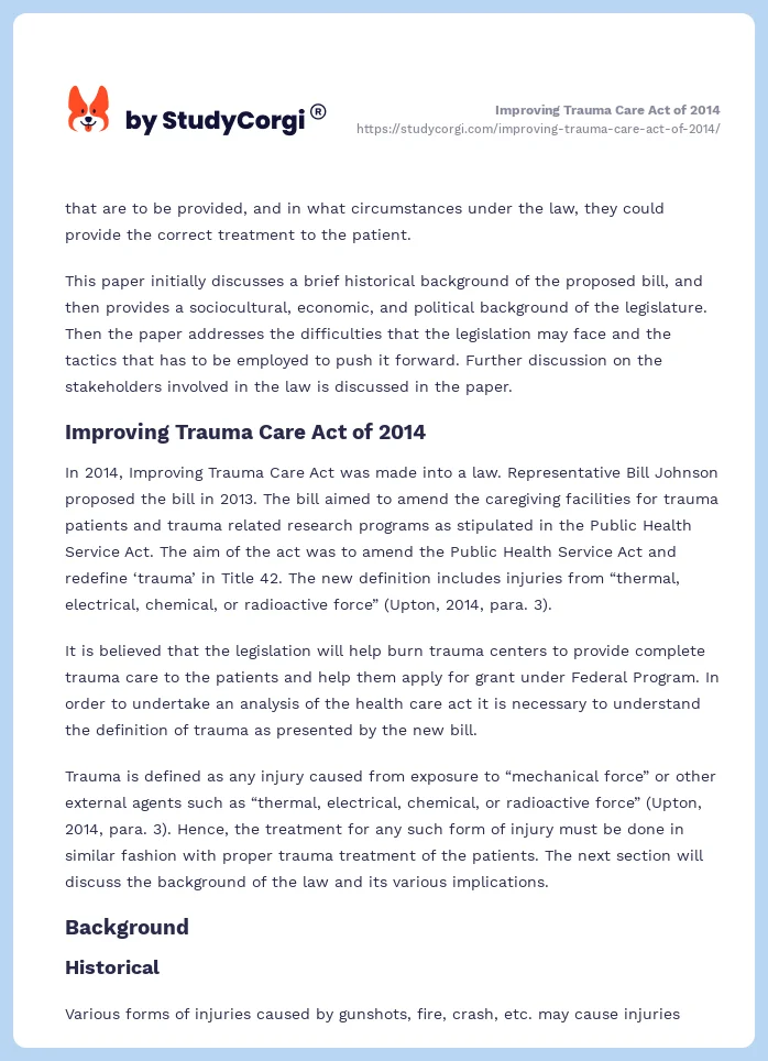 Improving Trauma Care Act of 2014. Page 2