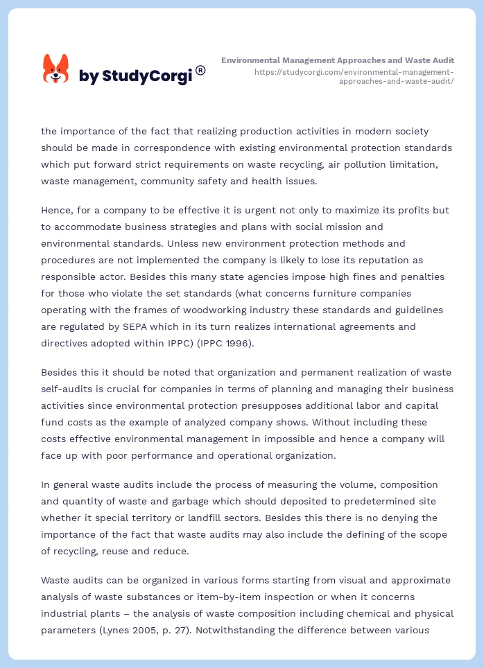 Environmental Management Approaches and Waste Audit. Page 2