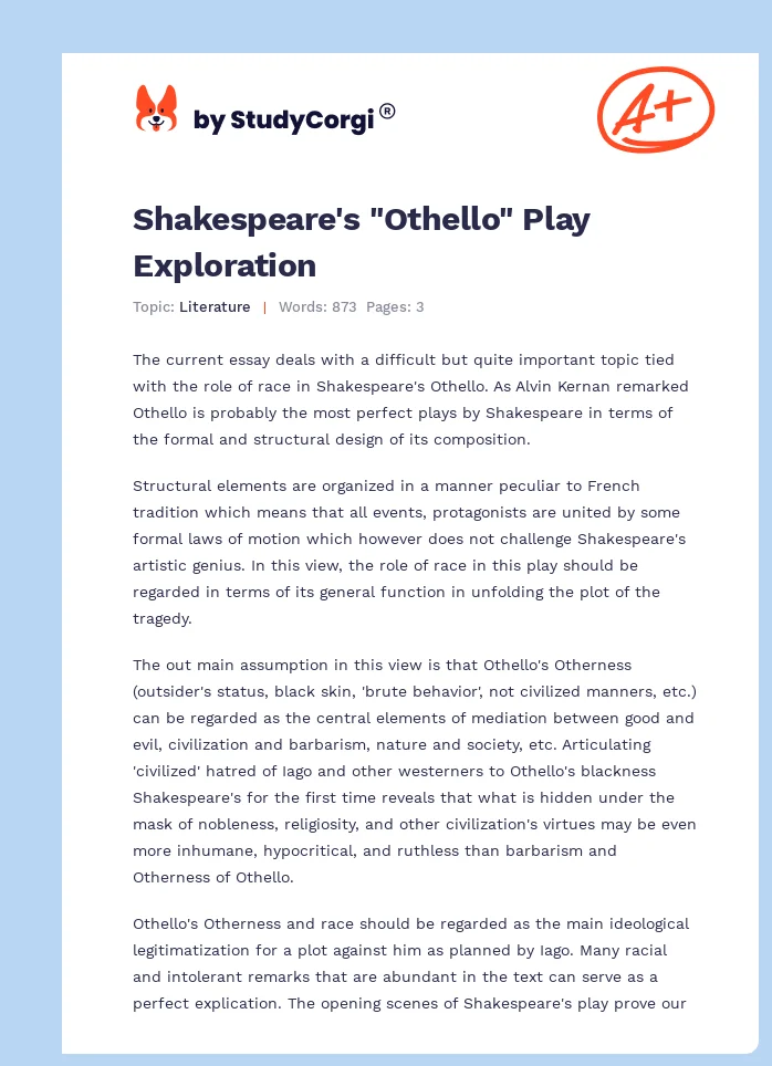 Shakespeare's "Othello" Play Exploration. Page 1