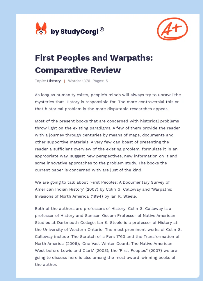 First Peoples and Warpaths: Comparative Review. Page 1
