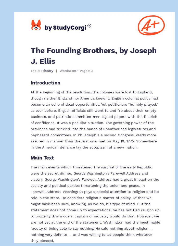 The Founding Brothers, by Joseph J. Ellis. Page 1