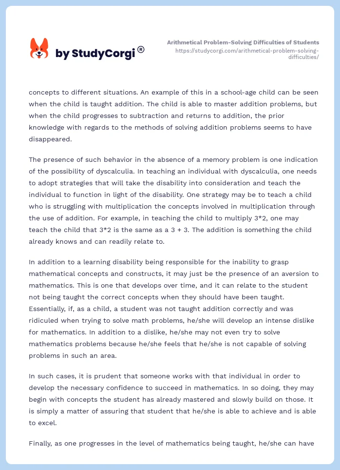 Arithmetical Problem-Solving Difficulties of Students. Page 2