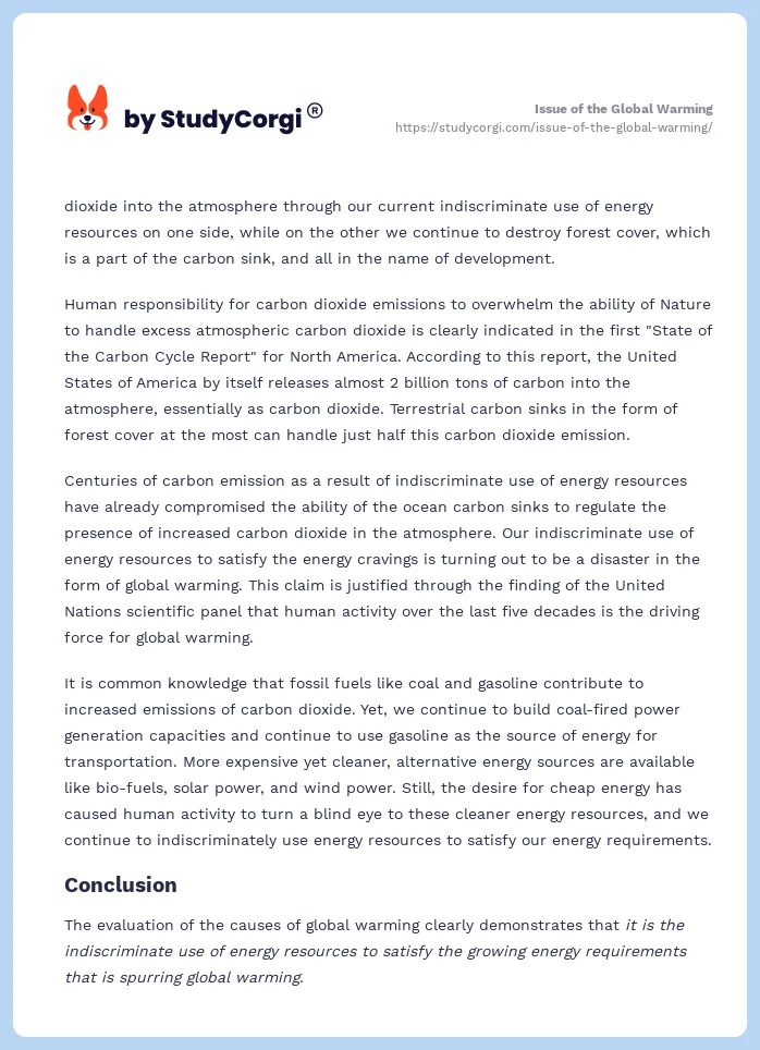 Issue of the Global Warming. Page 2