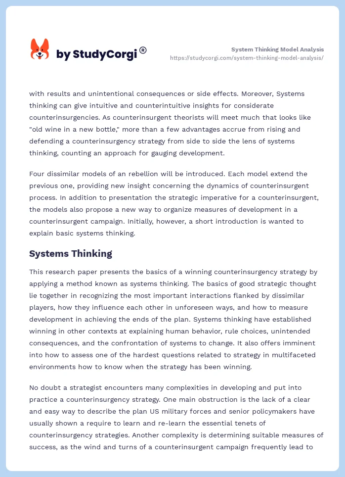 System Thinking Model Analysis. Page 2