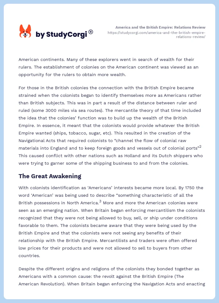America and the British Empire: Relations Review. Page 2