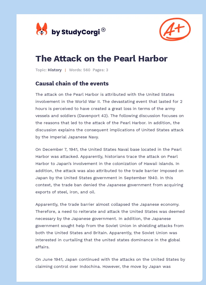 The Attack on the Pearl Harbor. Page 1