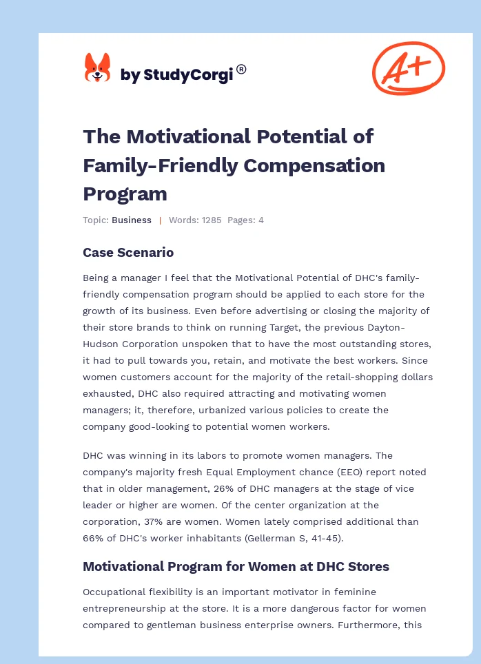 The Motivational Potential of Family-Friendly Compensation Program. Page 1