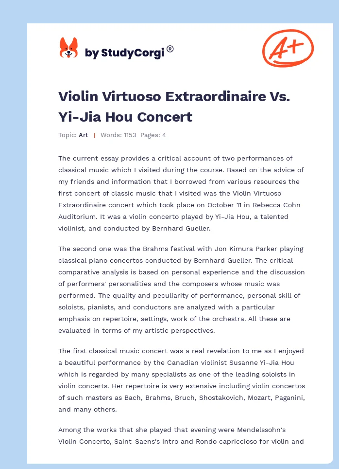 Violin Virtuoso Extraordinaire Vs. Yi-Jia Hou Concert. Page 1