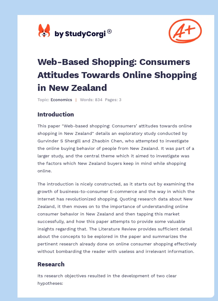 Web-Based Shopping: Consumers Attitudes Towards Online Shopping in New Zealand. Page 1