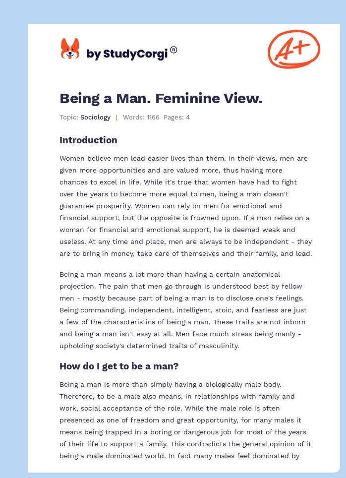 Being a Man. Feminine View.. Page 1