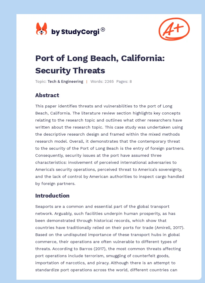 Port of Long Beach, California: Security Threats. Page 1