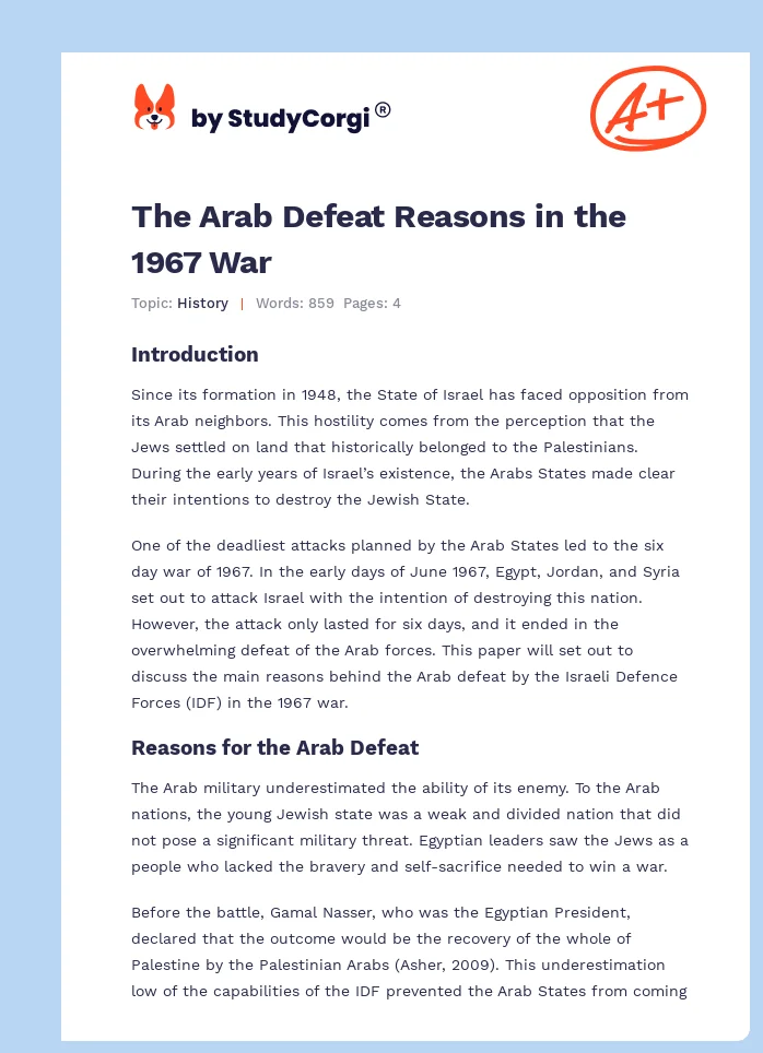 The Arab Defeat Reasons in the 1967 War. Page 1