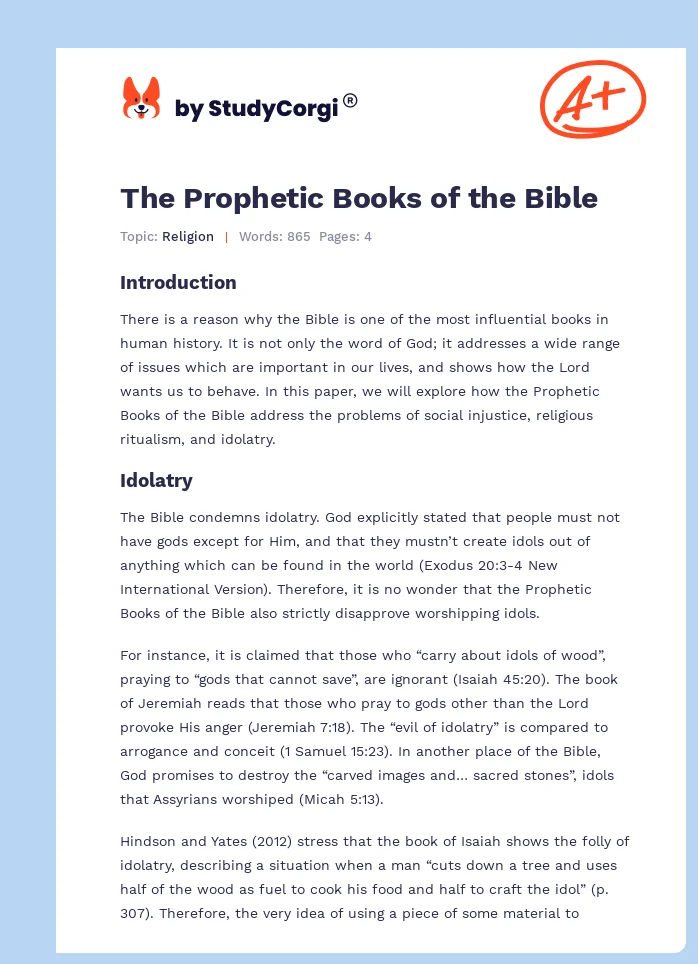 The Prophetic Books of the Bible. Page 1