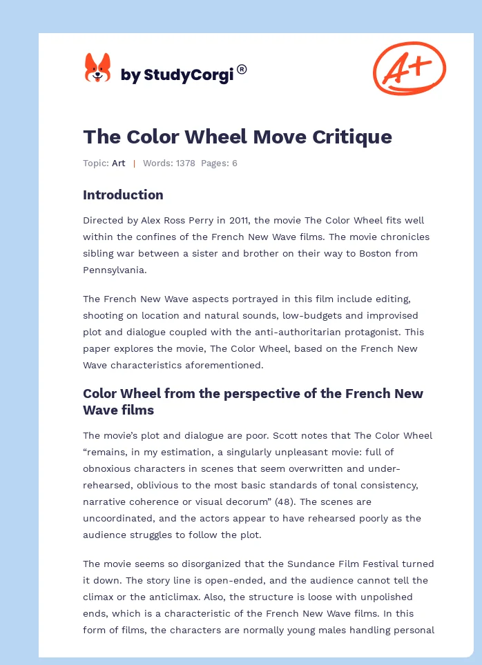 The Color Wheel Move Critique. Page 1