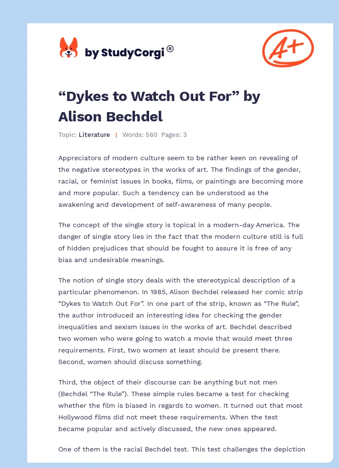 “Dykes to Watch Out For” by Alison Bechdel. Page 1