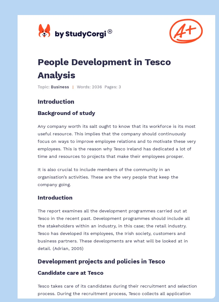 People Development in Tesco Analysis. Page 1