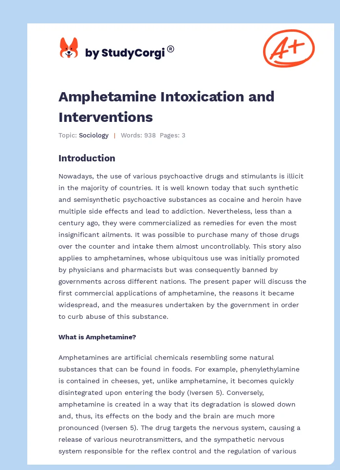 Amphetamine Intoxication and Interventions. Page 1