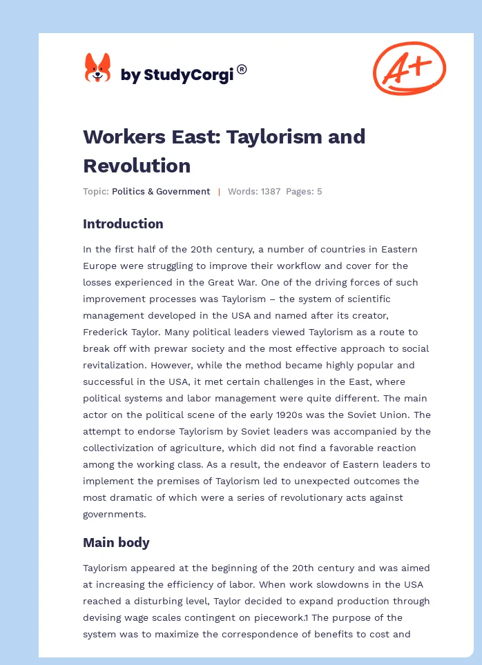 Workers East: Taylorism and Revolution. Page 1