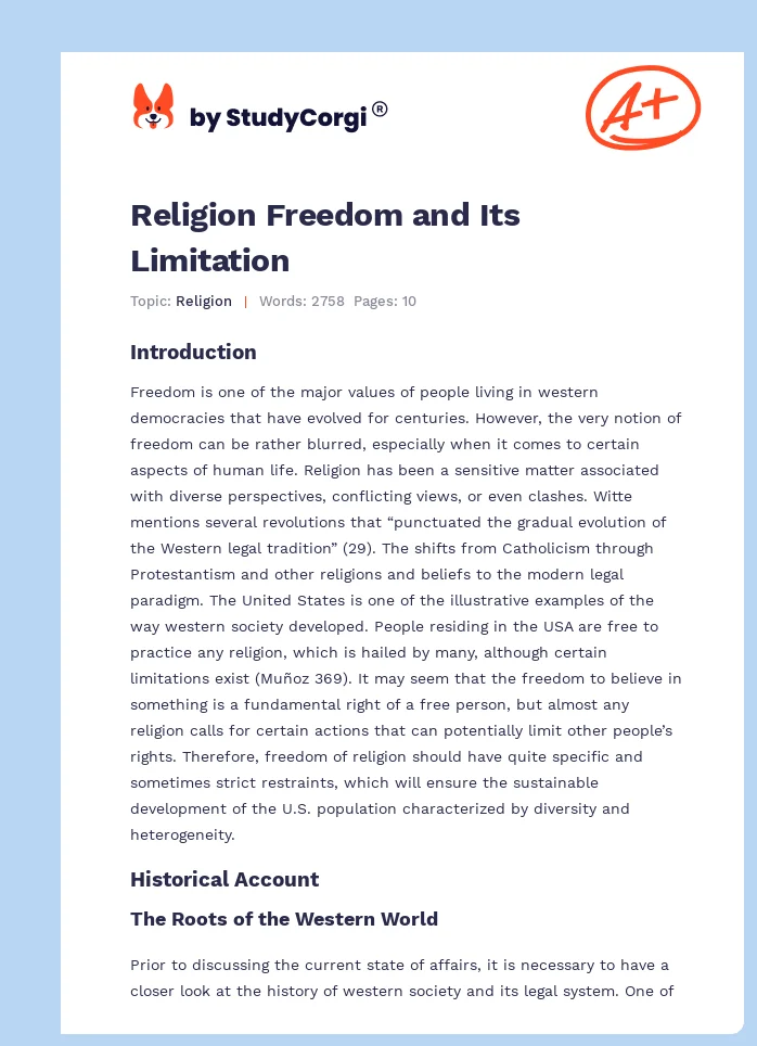 Religion Freedom and Its Limitation. Page 1