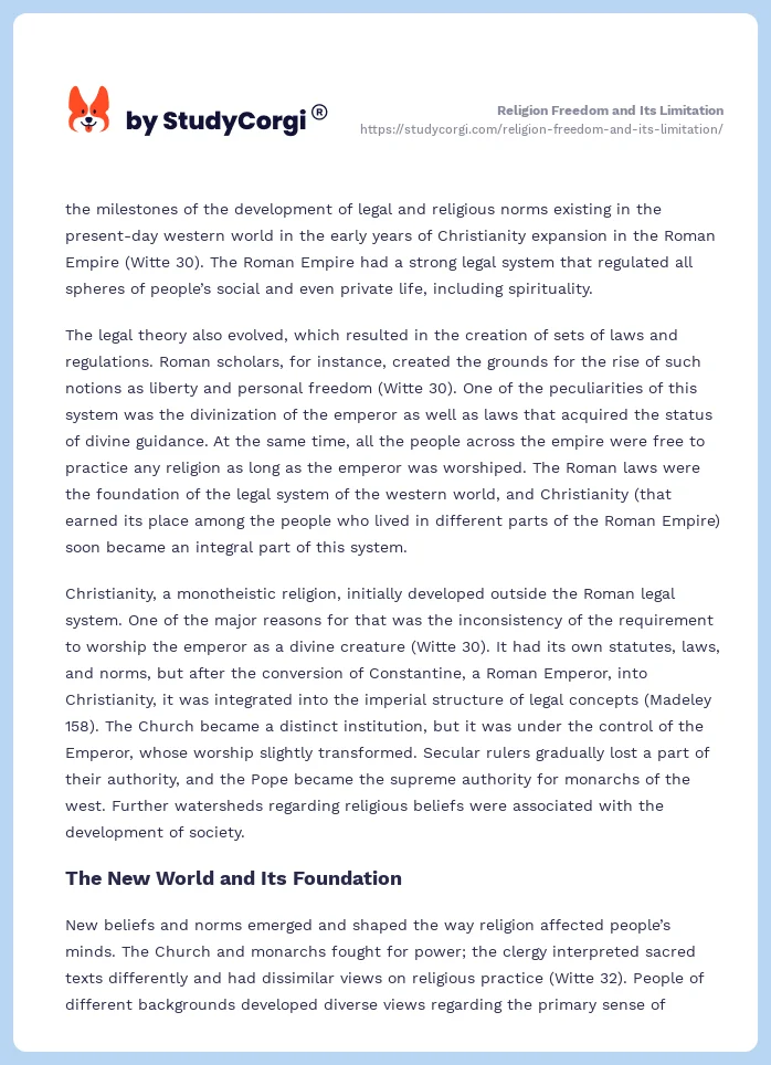 Religion Freedom and Its Limitation. Page 2