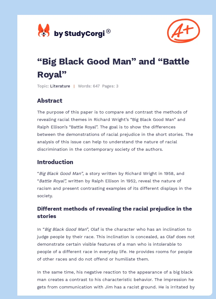 “Big Black Good Man” and “Battle Royal”. Page 1