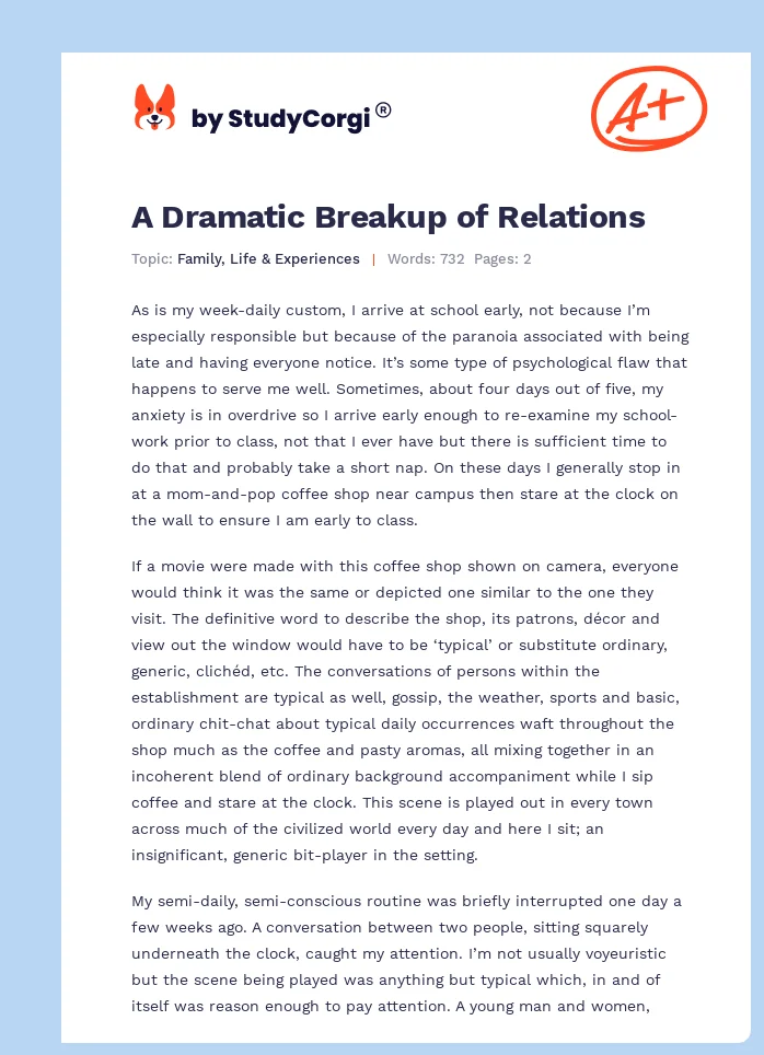A Dramatic Breakup of Relations. Page 1