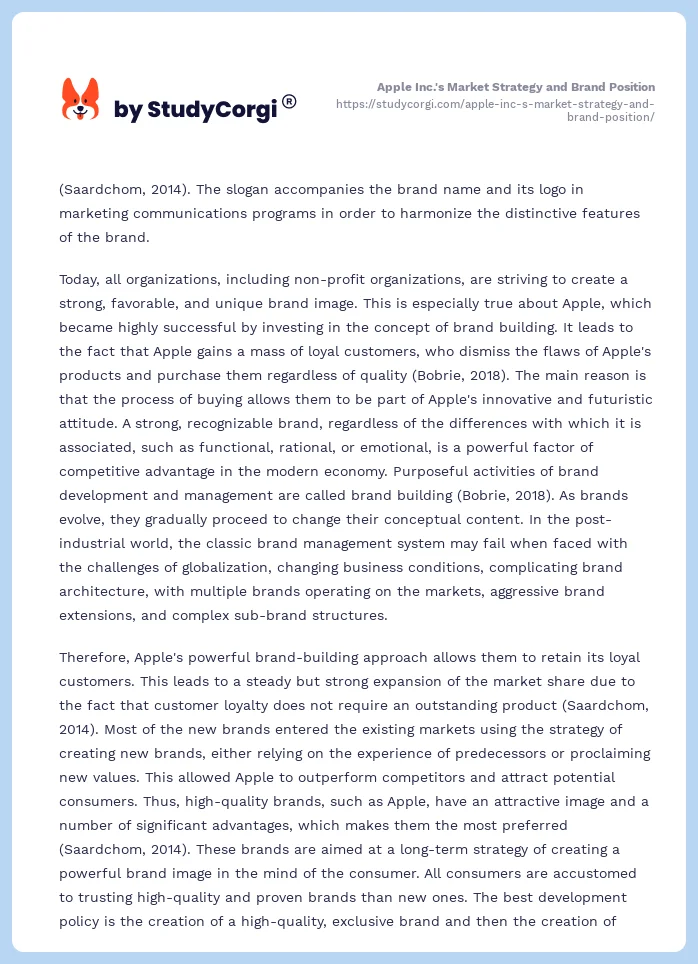Apple Inc.'s Market Strategy and Brand Position. Page 2