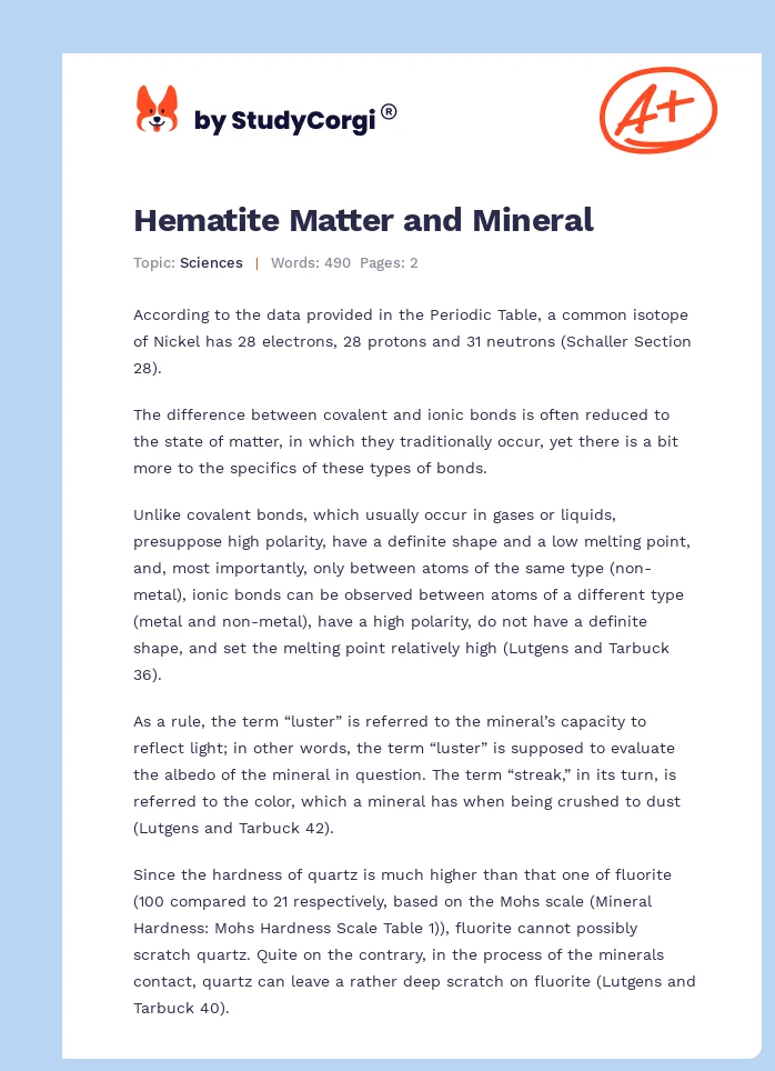 Hematite Matter and Mineral. Page 1