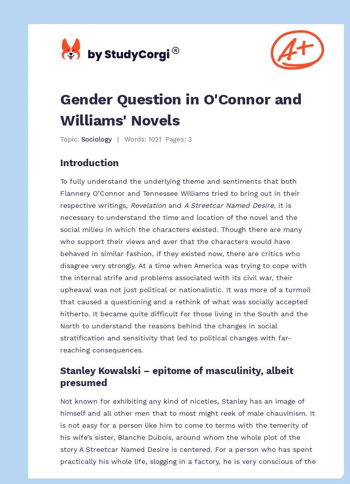 Gender Question in O'Connor and Williams' Novels. Page 1