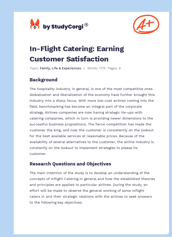 In-Flight Catering: Earning Customer Satisfaction. Page 1