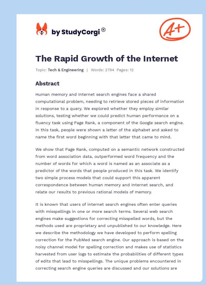 The Rapid Growth of the Internet. Page 1