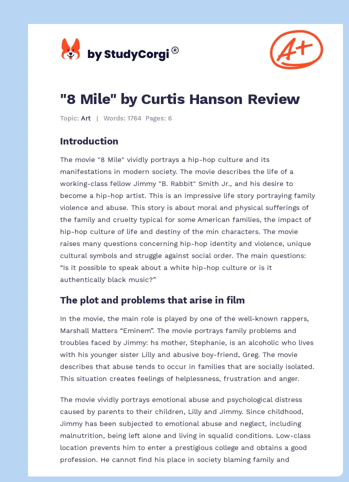"8 Mile" by Curtis Hanson Review. Page 1