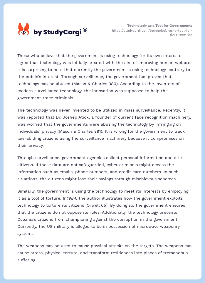 Technology as a Tool for Governments. Page 2