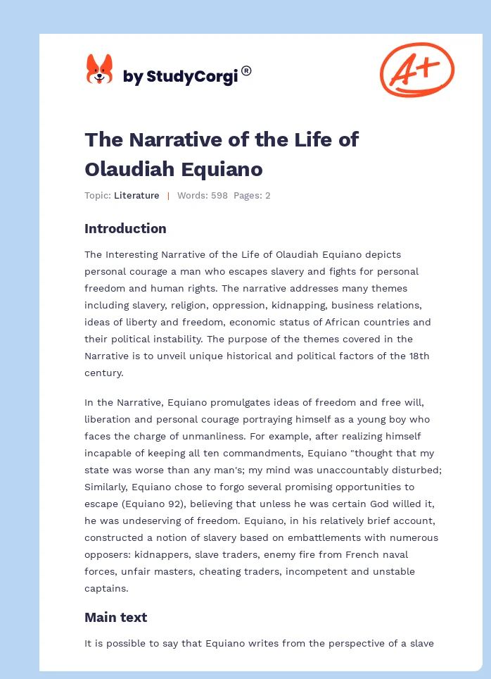 The Narrative of the Life of Olaudiah Equiano. Page 1