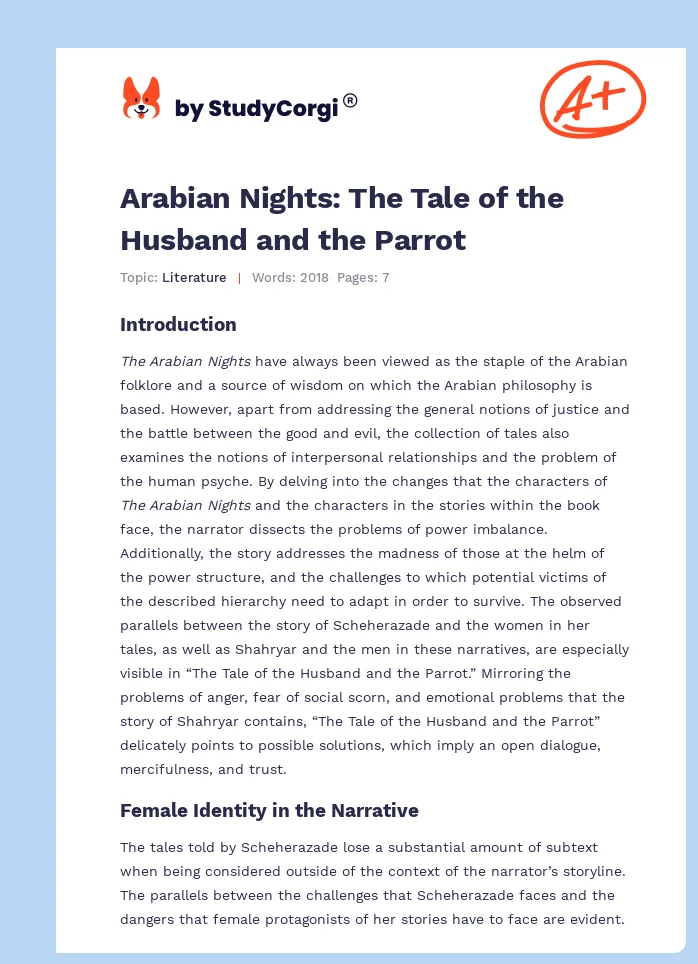 Arabian Nights: The Tale of the Husband and the Parrot. Page 1