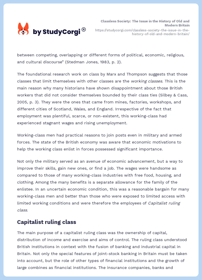 Classless Society: The Issue in the History of Old and Modern Britain. Page 2