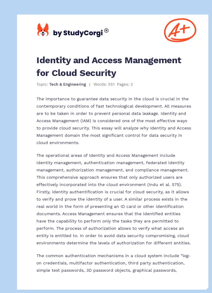 Identity and Access Management for Cloud Security. Page 1